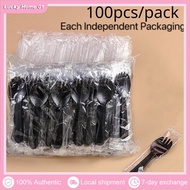 100pcs Forks Disposable Tableware, 11.5*3cm Dessert Cake Forks, Spoons, Individually Packaged