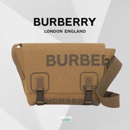 可6期分期0利率 👜Burberry Horseferry Messenger Bag 男款 個性 按壓扣 棕色尼龍信差包/郵差包/斜背包