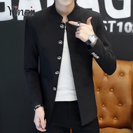 YINZI ชุด Blazer 2021 Slim Mandarin Collar ชาย5หัวเข็มขัดนักเรียนเยาวชนแนวโน้มเสื้อเบลเซอร์ลำลอง
