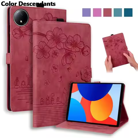 Coque For Xiaomi Redmi Pad SE 8.7 inch 4G Case Emboss Flower Cat Wallet Flip Cover For Funda Redmi P
