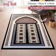 [Umi Yuli] Glossy Polyeter Square Prayer Rug 70x110CM Anti-Slip Premium Turkish Tassel Motif Prayer 