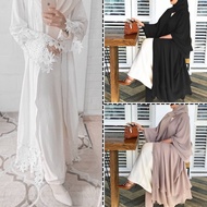 [READY STOCK MALAYSIA] JUBAH/ABAYA white design abaya putih lace arab dubai murah cantik flowy fashionable