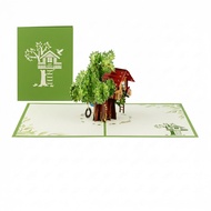 H47-[CHILDHOOD GIFT] 3D Tree House Card (Treehouse Pop-up) - Unique & Creative