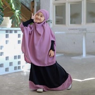 ag13- french khimar anak twotone kombinasi dua warna setelan rok