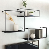 Wrought Iron Wall Shelf Storage Rack Wall-mounted Bookshelf Living Room Background Wall Display Shelf （AQ）