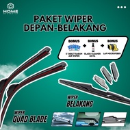 Universal Front and Rear Quad Blade Wiper Package for Cars, Anti-Noise Rubber, Bonus 3 Items U601