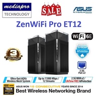 ASUS ZenWiFi Pro ET12 2-Pack AXE11000 Tri-Band WiFi 6E Router - New 6Ghz Band, Dual 2.5G LAN &amp; WAN Ports, AiMesh, RangeBoost Plus, AiProtection Pro, Advanced Parental - 3 Year Local Asus Warranty