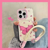 MERAH Pink Strap Card Holder Butterfly Case Realme 15T 5G C85 C71 C75 C75X Note 60 60X Narzo 50A Pri