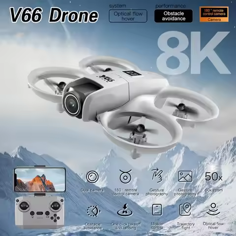 V66 Mini Drone 4K Profession HD Wide Angle Camera WiFi FPV RC Dron Height Keep Helicopter Foldable Q