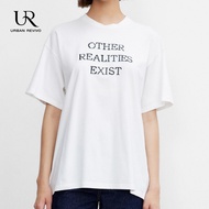 URBAN REVIVO womens T Shirt Cotton Round Neck Printed  short Sleeve Casual Tops UR t-shirt white