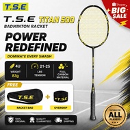 TSE Titan 500 Yellow Badminton Racket Carbon Fiber  21-25LBS 85G 4U FREE BAG&GRIP