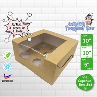 9's Cupcake Box set B with Box 10"x10"x5" with L shape window @ RM4.62/set【100sets/Order】Muffin Box 