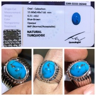 Natural 6.31ct Turquoise Persian Turquoise Blue Silver Ring