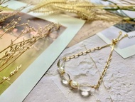 随形水晶跟淡水珍珠手鍊 水晶手鍊 淡水珍珠手鍊 手作飾品