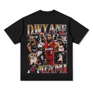 Dwyane Wade Basketball Legend Graphic T-Shirt Breathable Cotton Crew Neck Retro Streetwear Athlete F