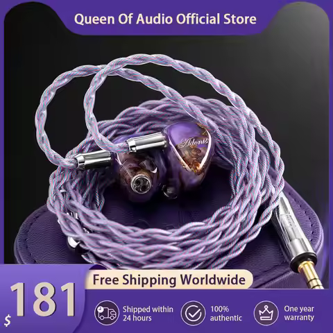 New QoA Adonis New 1DD+2BA Hybrid Headphone Pinecone Resin Shell In Ear Earphones IEMs With 3.5 4.4m