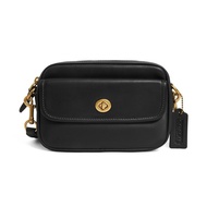 TORY BURCH - 素面皮革斜背腰包 (黑)