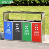 Three-Category Toilet Trash Can Trash Can Classification Office Supply Green Evergrande Three-Color 