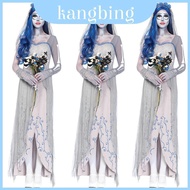 Light Gray Cotton Polyester Comfortable Halloween Corpse Bride Costume Dress