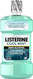 Listerine Zero Alcohol Mouthwash, Less Intense Alcohol-Free Oral Care Formula for Bad Breath, Cool Mint Flavor, 500 ml
