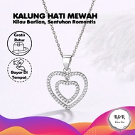 Luxury Heart Necklace Diamond Plated Heart Necklace Double Sparkle Heart Necklace Charming Diamond A
