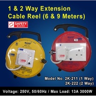 1 and 2 WAY EXTENSION CABLE REEL (6 & 9 METERS)