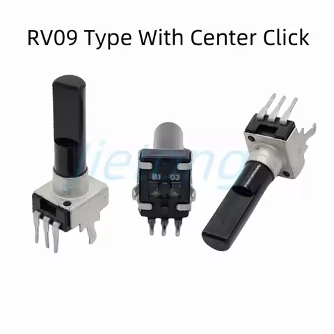 5pcs RV09 Type Vertical Single Potentiometer With Center Click B10K B20K B50K A20K R0902N B103 B203 