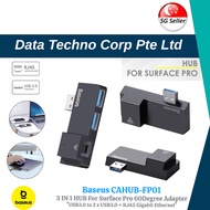 SG Local - Baseus 3 IN 1 HUB For Surface Pro 2x USB3.0 + RJ45 Gigabit Ethernet 60 Degree Adapter Bla