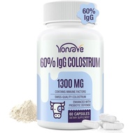 Yonrave Bovine Colostrum Capsules Supplement 1300mg - Extra High 60% IgG Bovine Colostrum - Gut, Bon