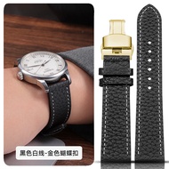 สายนาฬิกาหนังแท้สำหรับผู้ชาย ปุ่มผีเสื้อ สายนาฬิกา Casio Longines Tissot Armani King Huawei Seiko สา