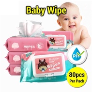 80PCS NON ALCOHOL BABY WIPES / BABY WET TISSUE ANTI BACTERIAL ALCOHOL FREE WET TISSUE / TISU BASAH B