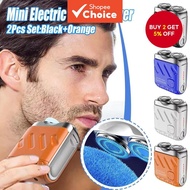 2Pcs Mini Electric Travel Shaver for Men, Pocket Size, USB Rechargeable, Portable, Painless, Cordles