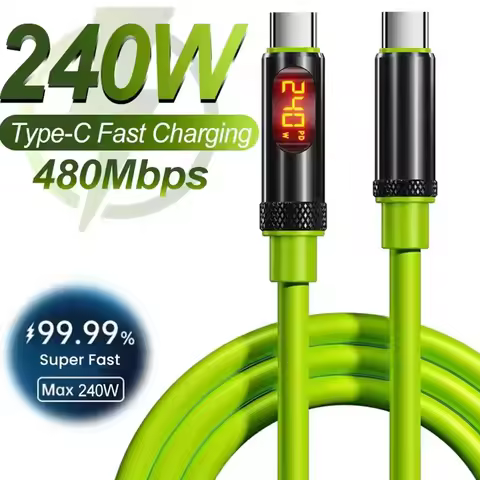 240W Digital Display Super Fast Charging Cable 480Mbps Data Transfer Type-C to Type-C Data Line For 
