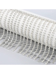 ริบบิ้นติดเพชรพลอย - 1 หลา (ความกว้าง: 8 ซม./3.15 นิ้ว) - โซ่ติดเพชรพลอยแก้วสำหรับเย็บและงานฝีมือ, เ