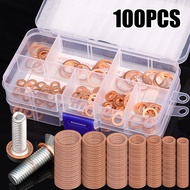 100Pcs Universal Car Engine M4-M14 Screws Copper Oil Gaskets Highly Sealing Oil Pipe Leak Proof Gask