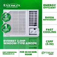 EVEREST 2.0HP Non Inverter Window Type Manual Aircon/ Fast Cooling/ Healthy Air Filter/ 24-34 sqm