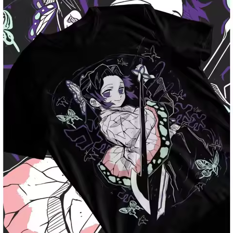 Trends Summer 2025 Cosplay Neutral Shinobu Kocho T-Shirt Demon Slayer Kimetsu No Yaiba Anime Soft Te