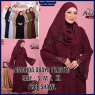 Baju Raya 2023 Amanda Abaya Pleated Jubah Abaya Dress Abaya Hitam Abaya Putih Abaya Lace Abaya Muslimah Dress Muslimah
