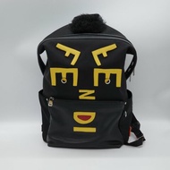 Fendi 芬迪 Vocabulary Monster 黑色尼龍 小怪獸 電腦包 雙肩包 後背包