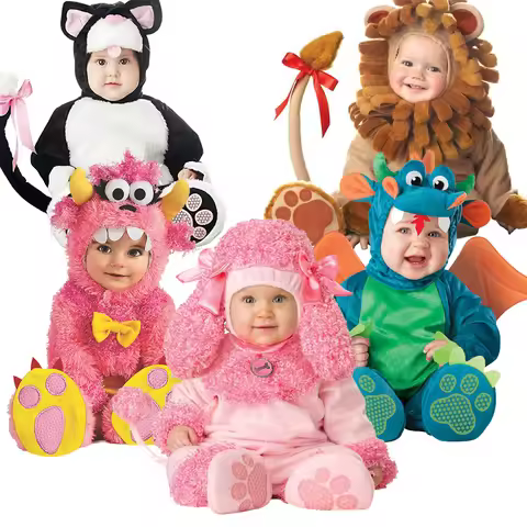 Unisex Kangaroo Dog Fancy Dress Infant Dragon Shark Lobster Bunny Poodle Dog Animal Onesie Cute Pink