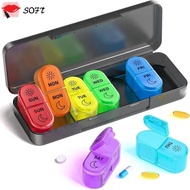 SOFTNESS Pill Organizer, Moisture-proof Medicine Organizer Medicine Box, Portable 7 Days Am & Pm 2 T