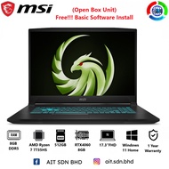 MSI BRAVO 17 C7VF-023MY 17.3"FHD Gaming Laptop AMD R7-7735HS 8GB 512GB SSD RTX4060 8GB W11 (Open Box