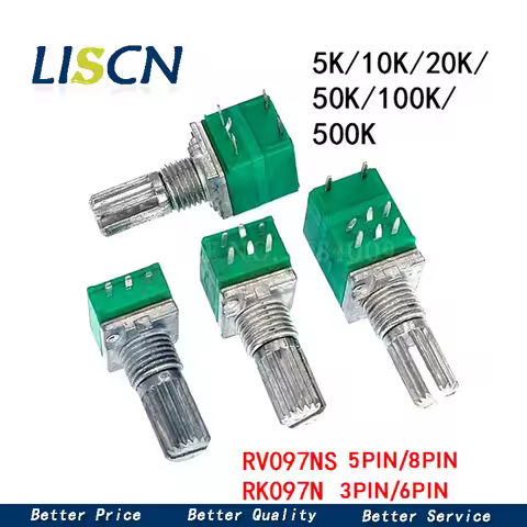 10pcs B5K B10K B20K B50K B100K B500K RV097NS Audio Amplifier Sealed Linear Volume Potentiometer Resi