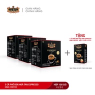 Combo 3 CFĐ HT Espresso KING COFFEE - Hộp 100 gói x 2.5g + Tặng 1 hộp CFHT Espresso KING COFFEE - Hộ