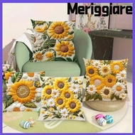 MERIGGIARE Sunflower Pillowcase, Plush 45x45cm Sofa Cushion , Vintage Fluffy Soft Square 2D Floral B
