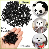 THISEPH 100pcs/bag Safety Triangle Noses for Teddy Dog Plastic Black 4.5X5.5MM