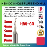 HSS-CO SINGLE FLUTE END MILL 3MM 4MM 5MM 6MM 8MM KCT-163-0300H KCT-163-0400H KCT-163-0500H HUH-163-0
