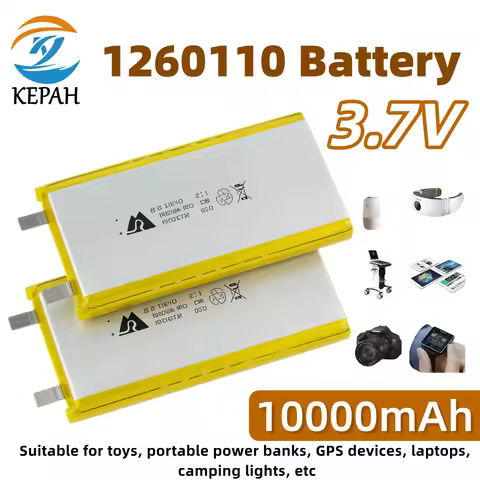 10000mAh High-Capacity 3.7V LiPo Battery｜1260110 Cell DIY Plug for Camping Light Toys