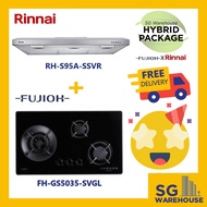 FUJIOH X RINNAI COMBO [FH-GS5035SVGL Fujioh Glass Cooker Hob GS5035 5035 5035SVGL and RH-S95A-SSVR Rinnai Slim Hood]