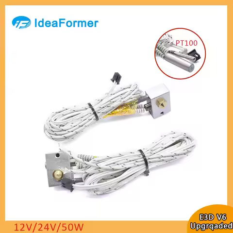 Upgraded V6 Heater Aluminum Block+NTC100K Thermistor +12V/24V 50W Heating Tube for E3D V6 Hotend Ext